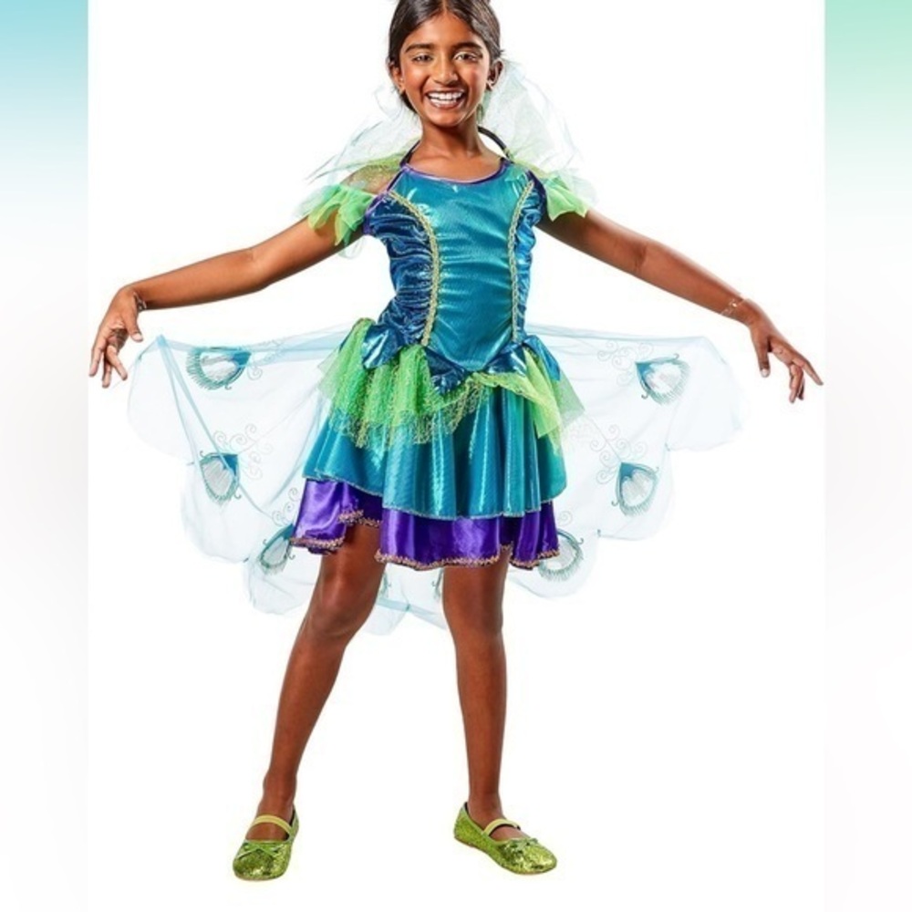 Enchanting Fairy Costume for Kids - Blue and Green Girl's Peacock Costume Dress